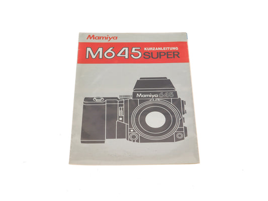 Mamiya M645 Super Quick Guide