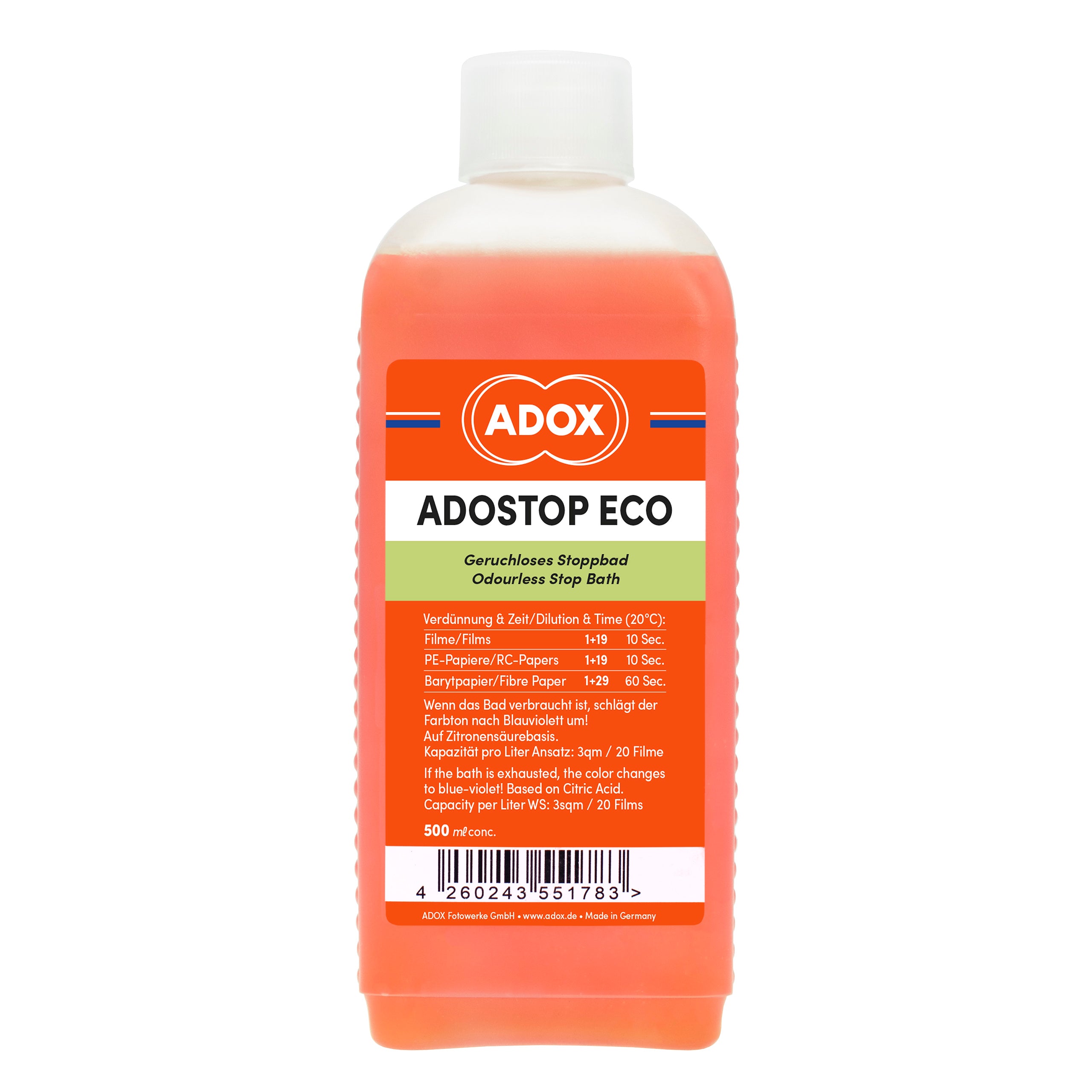 Adox Adostop Eco Stopbath with Indicator 500 ml conc.