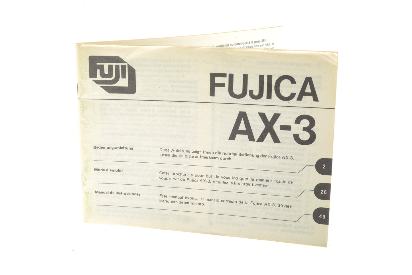 Fujica AX-3 Instruction Manual