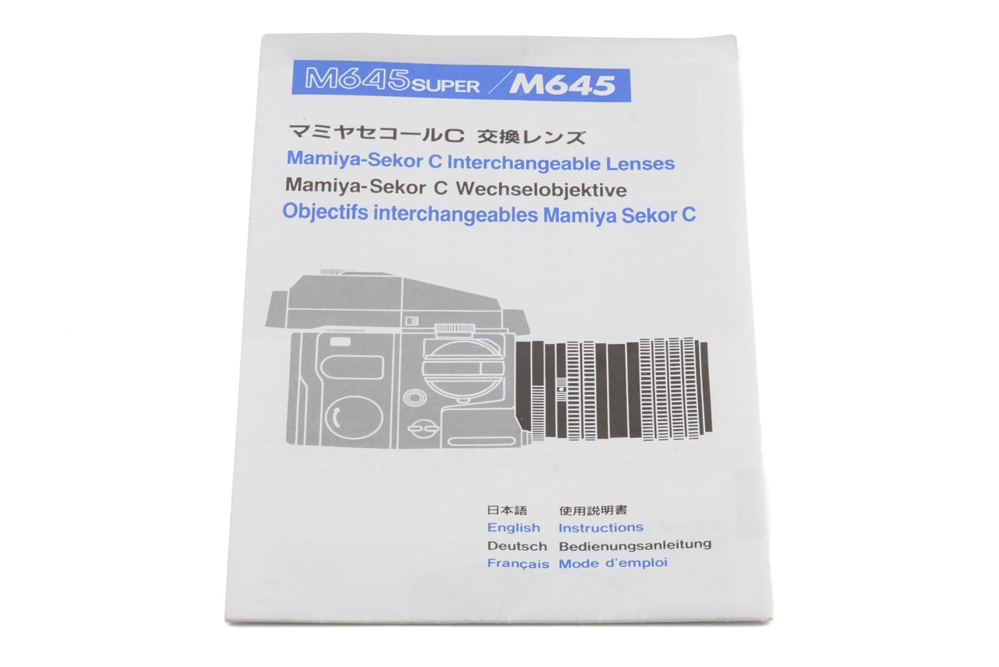 Mamiya Sekor C Interchangeable Lenses Instructions - Accessory