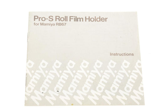 Mamiya 120 6x7 Pro-S Roll Film Holder Instructions - Accessory