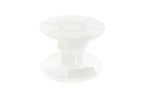 A plastic reel for developing film on a white background.