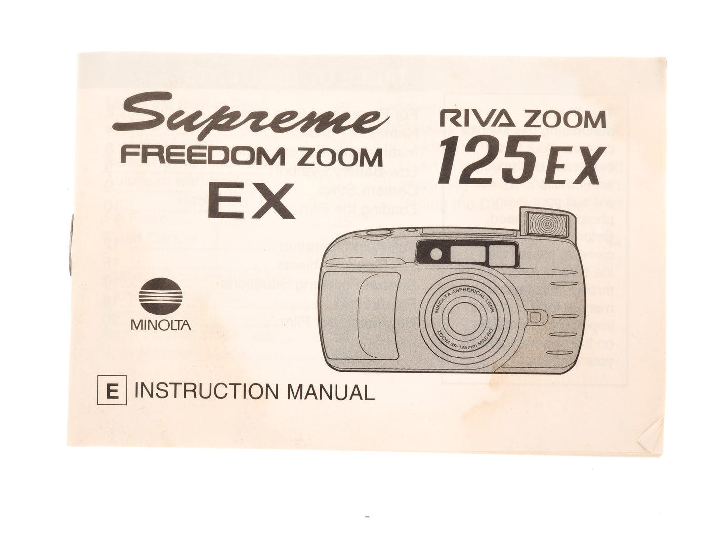 Minolta Supreme Freedom Zoom EX / Riva Zoom EX Instructions