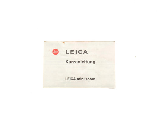 Leica Mini Zoom Instructions