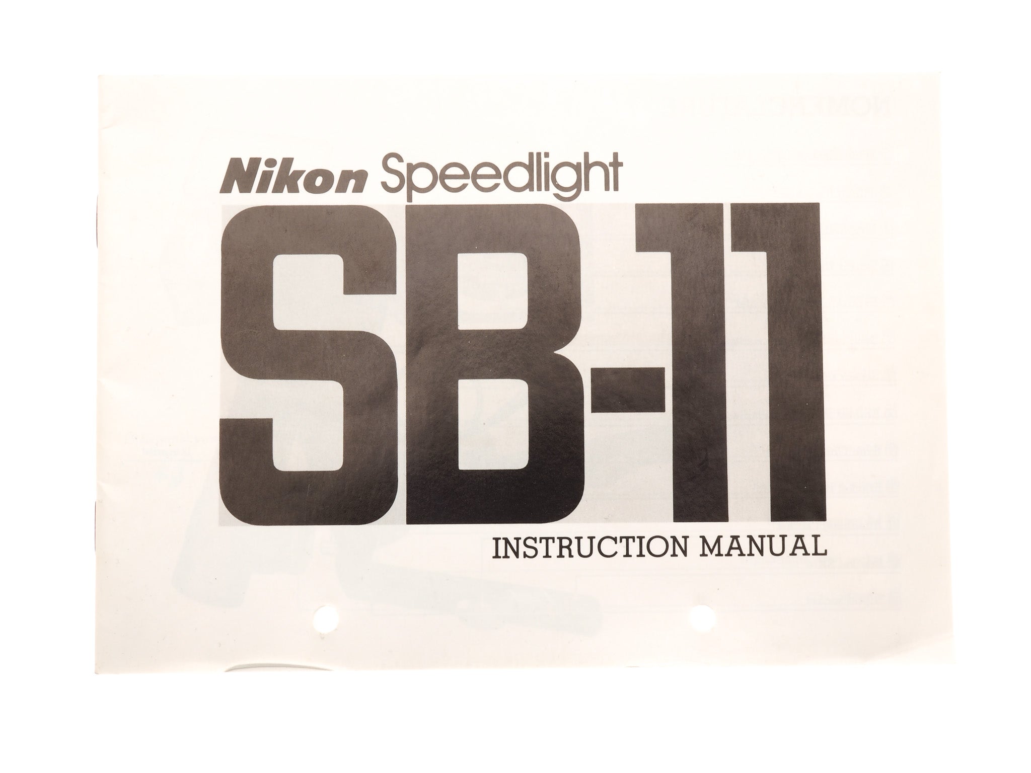 Nikon Speedlight SB-11 Instructions