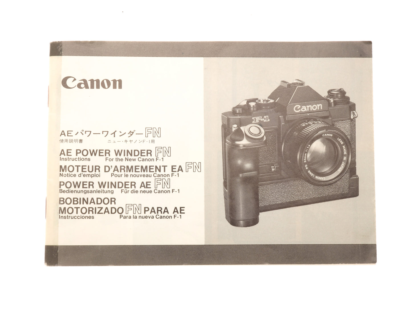 Canon AE Power Winder FN Instructions - Accessory