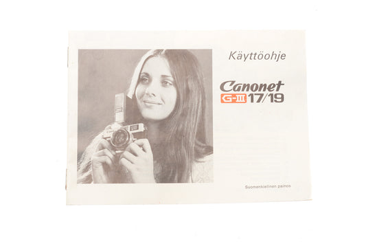 Canon Canonet G-III 17 / 19 Instructions - Accessory