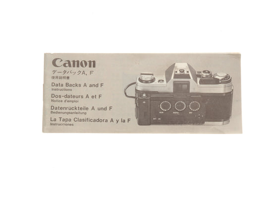 Canon Data Back A and F Instructions - Accessory