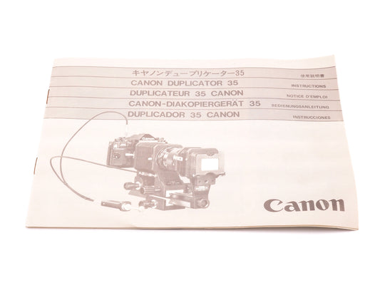 Canon Duplicator 35 Instructions - Accessory
