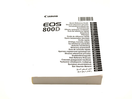 Canon EOS 800D Quick Reference Guide - Accessory