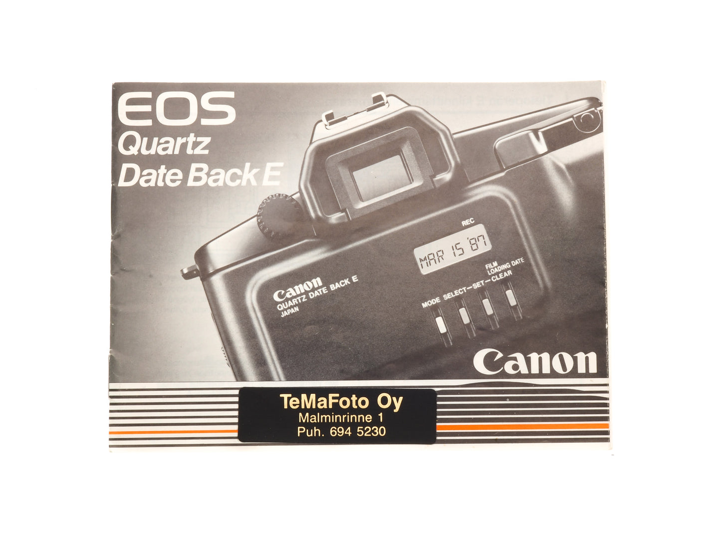 Canon EOS Quartz Date Back E Instructions - Accessory
