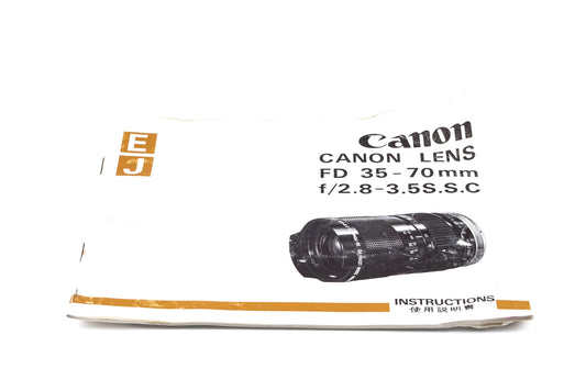 Canon 35-70mm f2.8-3.5 S.S.C. Instructions - Accessory