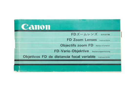 Canon FD Zoom Lenses Instructions - Accessory