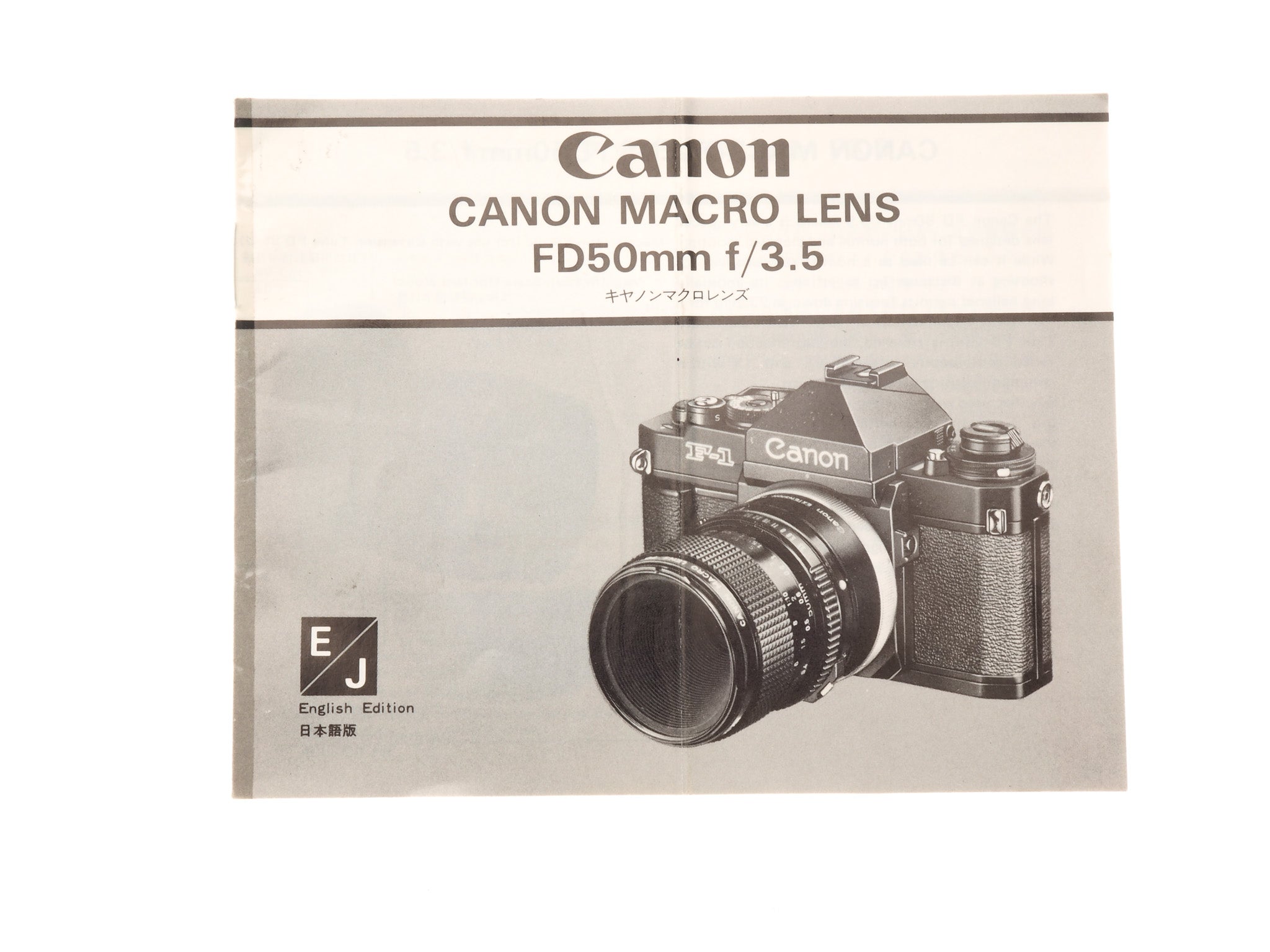 Canon Macro Lens FD50mm f/3.5 Instructions - Accessory