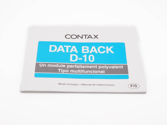 Contax Data Back D-10 Instructions - Accessory