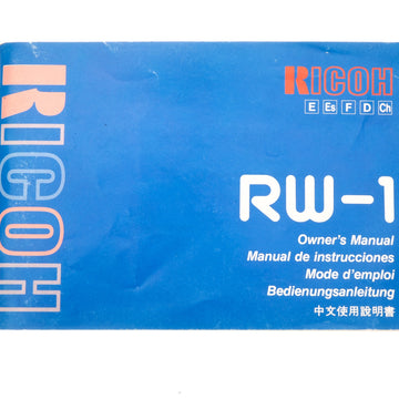Ricoh RW-1 Instructions