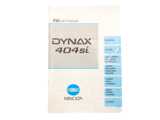 Minolta Dynax 404si Instructions