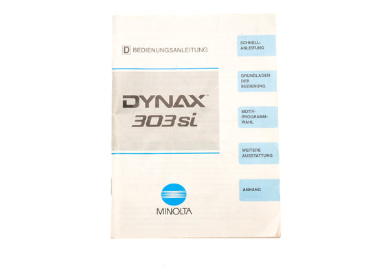 Minolta Dynax 303si Instructions