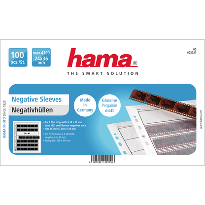Hama Pergamine Negative Sleeves for 35mm film, 100 pcs