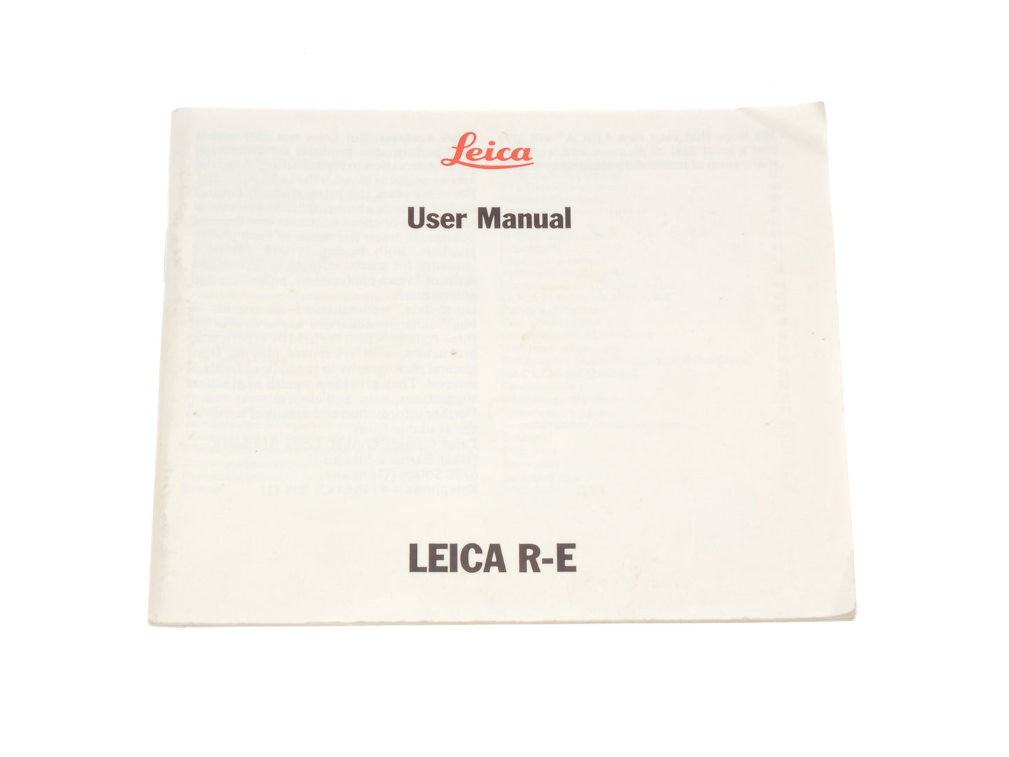 Leica R-E Instructions - Accessory