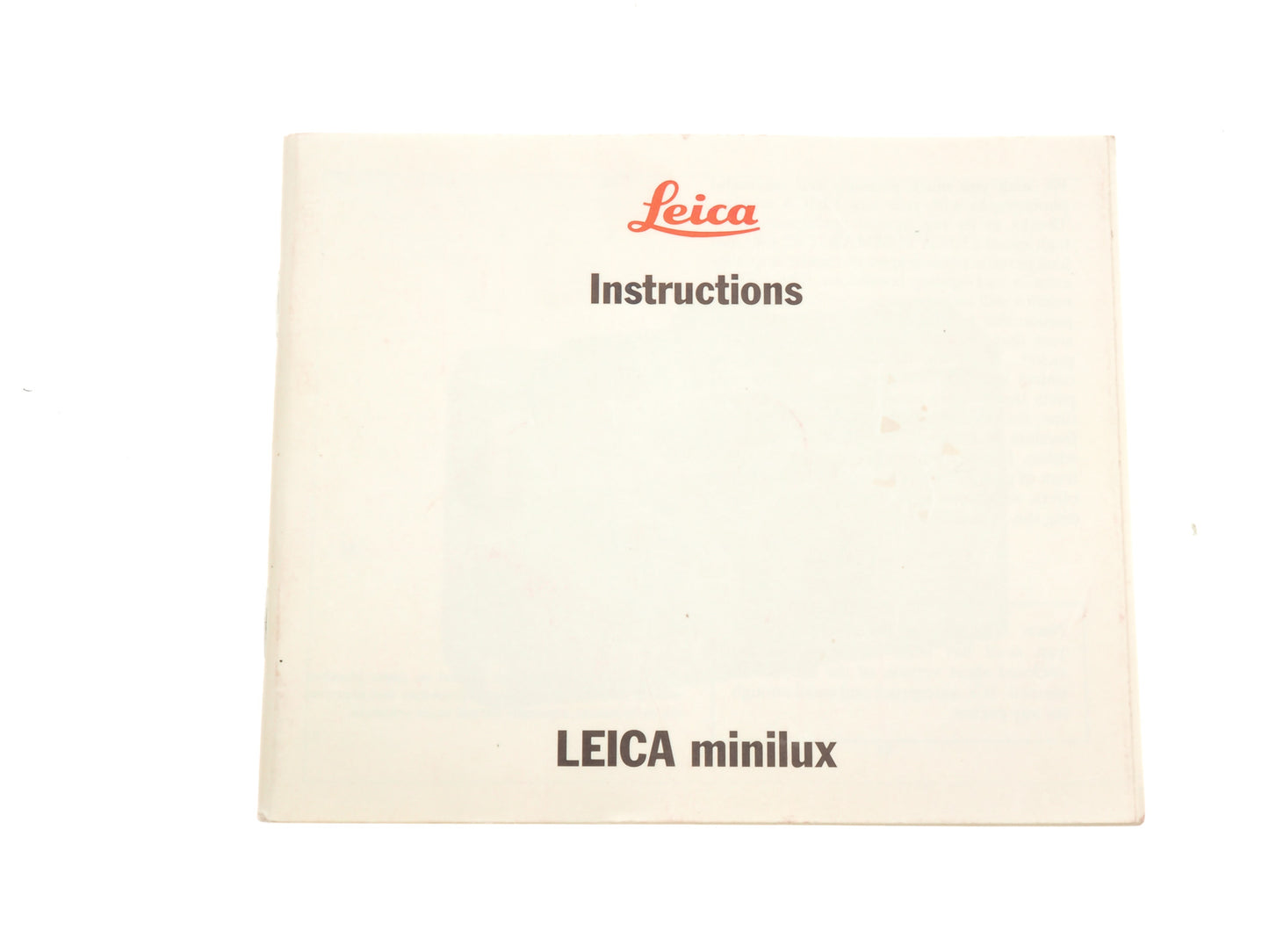 Leica Minilux Instructions - Accessory