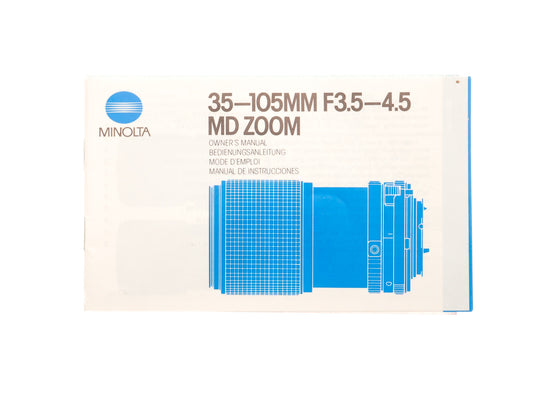Minolta 35-105mm f3.5-4.5 MD Zoom Instructions - Accessory