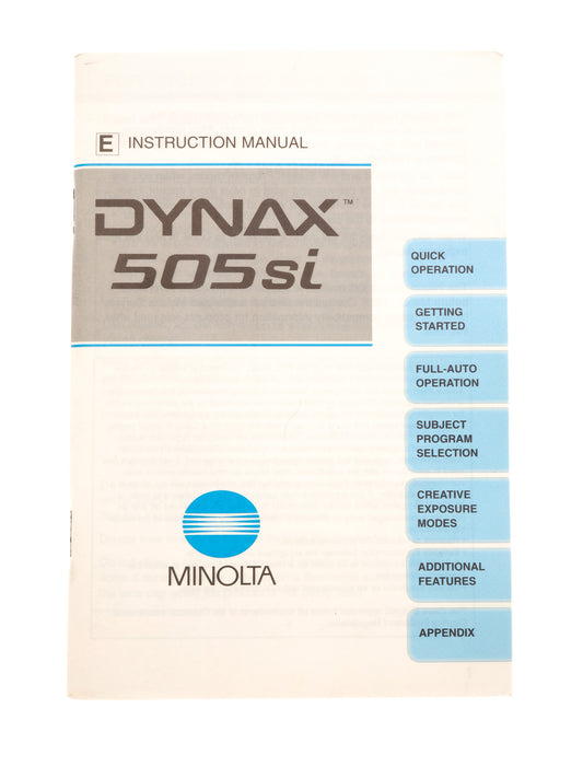 Minolta Dynax 505si Instructions - Accessory