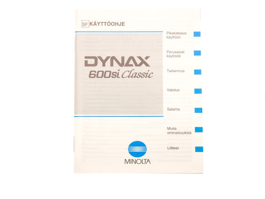 Minolta Dynax 600si Classic Instructions - Accessory