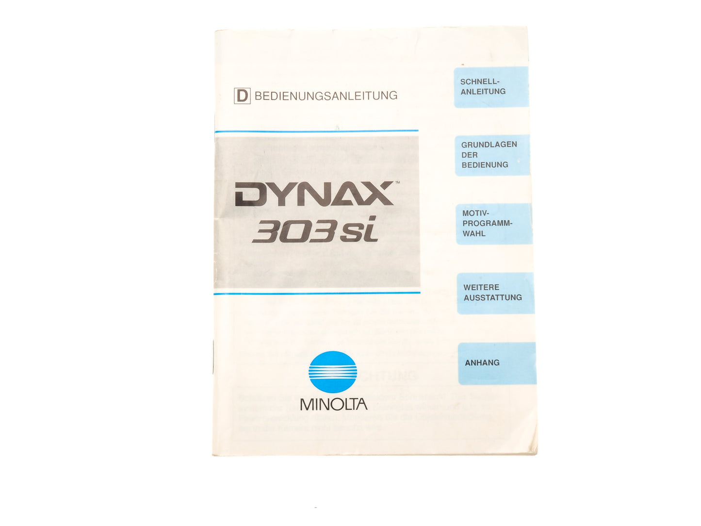 Minolta Dynax 303si Instructions - Accessory