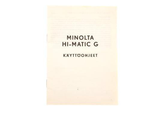 Minolta Hi-Matic G Instructions - Accessory