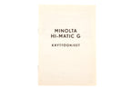 Minolta Hi-Matic G Instructions