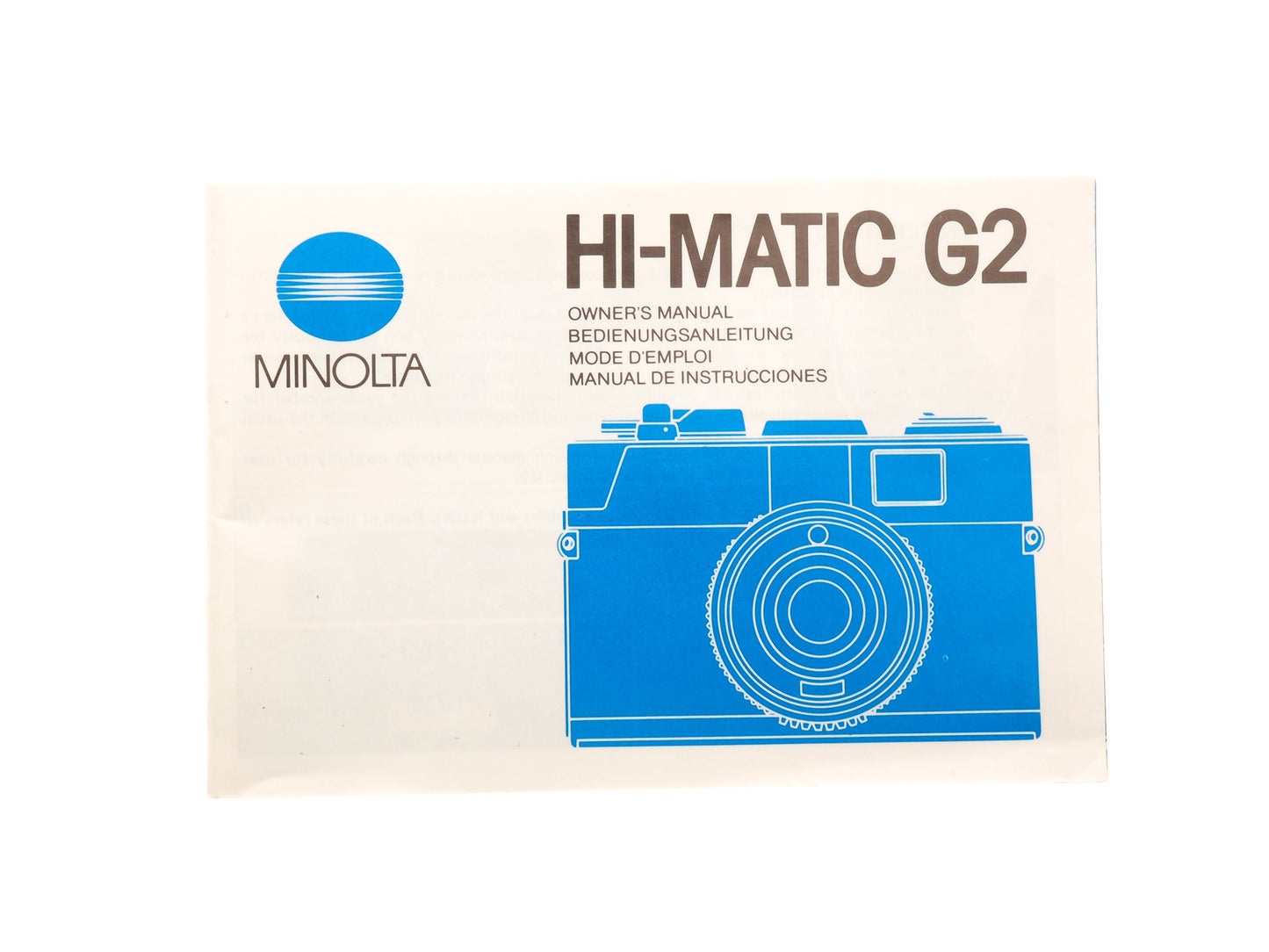 Minolta Hi-Matic G2 Instructions