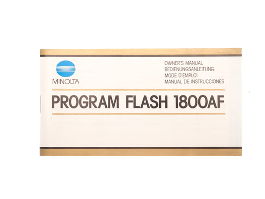 Minolta Program Flash 1800AF Instructions - Accessory