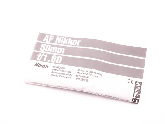 Nikon AF Nikkor 50mm f/1.8D Instructions - Accessory