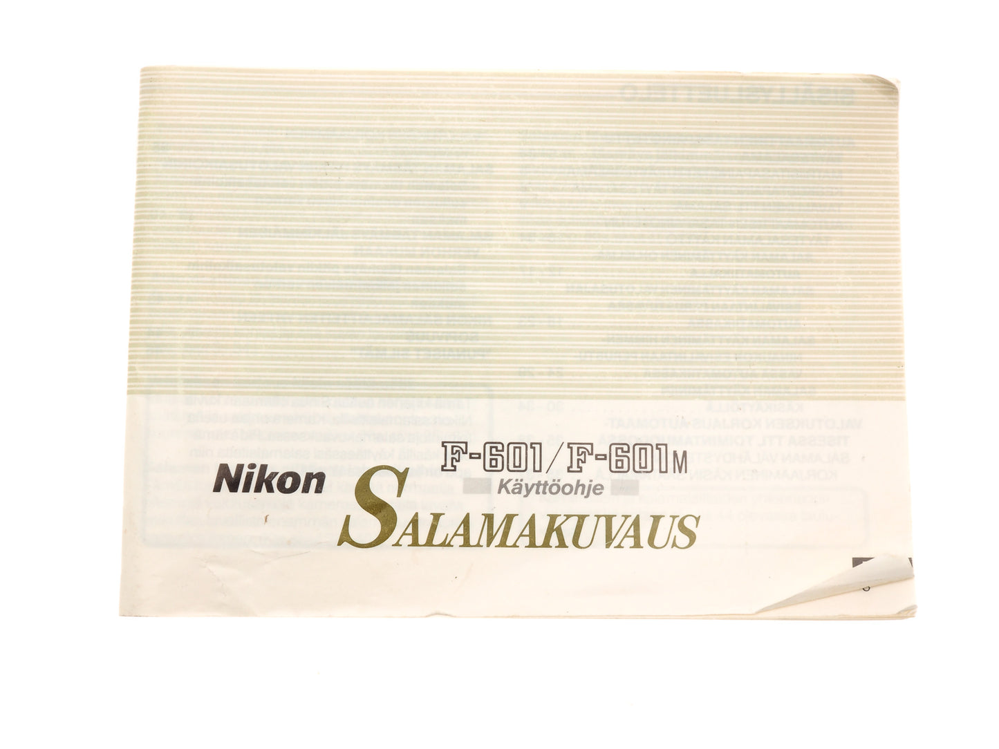 Nikon F-601/ F-601M Flash Shooting Instructions - Accessory