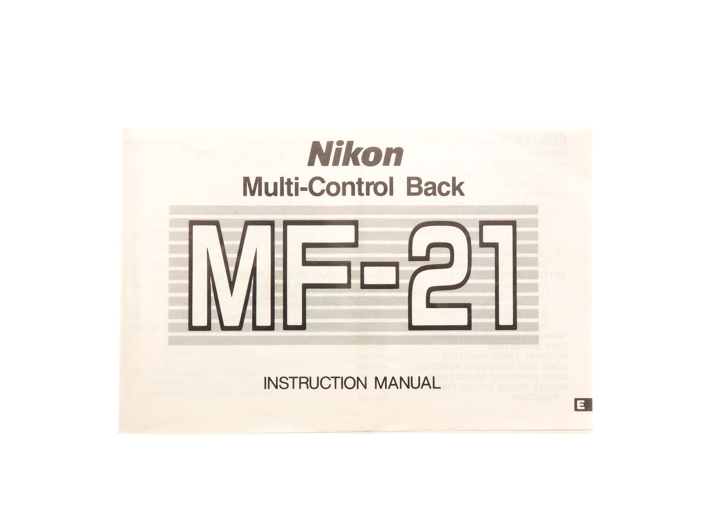 Nikon MF-21 Control Back Instructions - Accessory