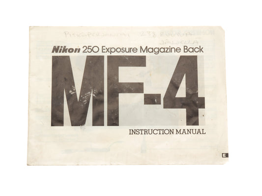 Nikon MF-4 Camera Back Instructions - Accessory