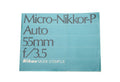 Nikon Micro-Nikkor-P Auto 55mm f/3.5 Instructions