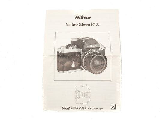 Nikon 24mm f2.8 Nikkor Instructions - Accessory