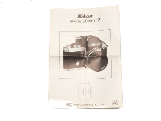 Nikon Nikkor 50mm f/2 Instructions - Accessory