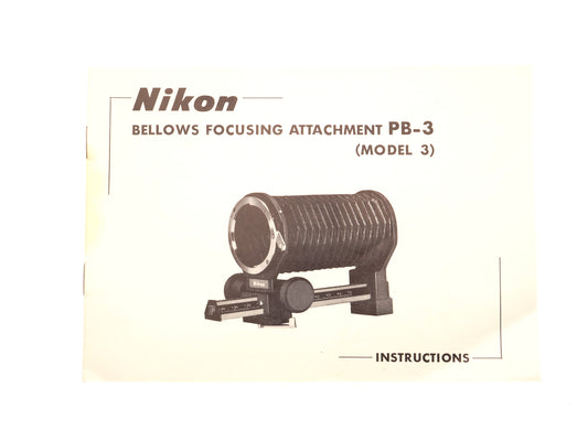Nikon PB-3 Bellows Focusing Attachment Instructions - Accessory