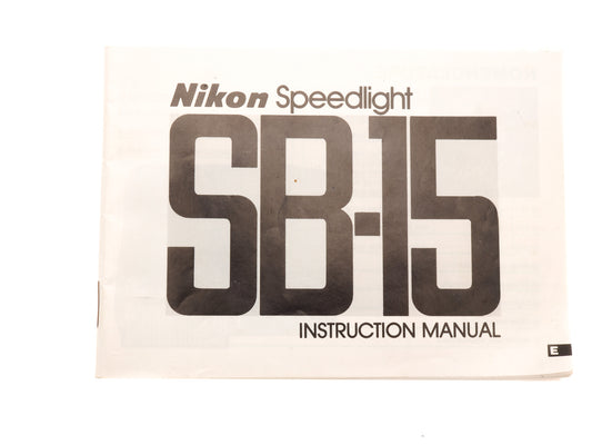 Nikon SB-15 Instruction Manual - Accessory
