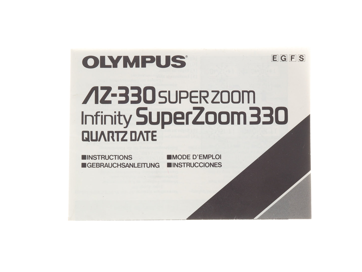 Olympus AZ-330 SuperZoom / Infinity SuperZoom 330 Quartz Date Instructions - Accessory