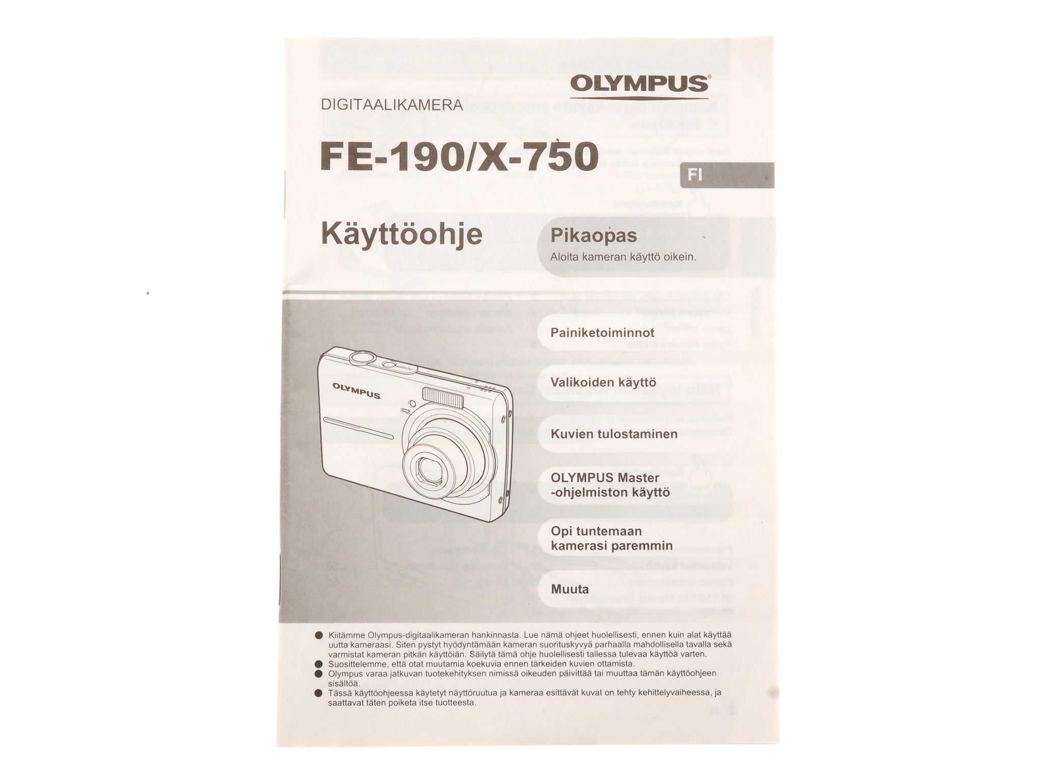 Olympus FE-190 / X-750 Instructions - Accessory