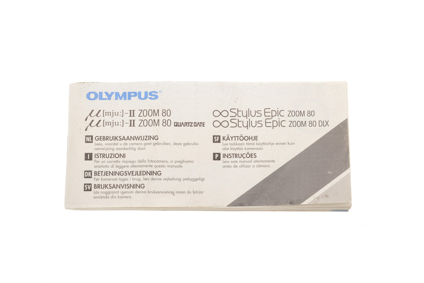 Olympus Mju-II Zoom 80 / Zoom 80 Quartz Date Instructions