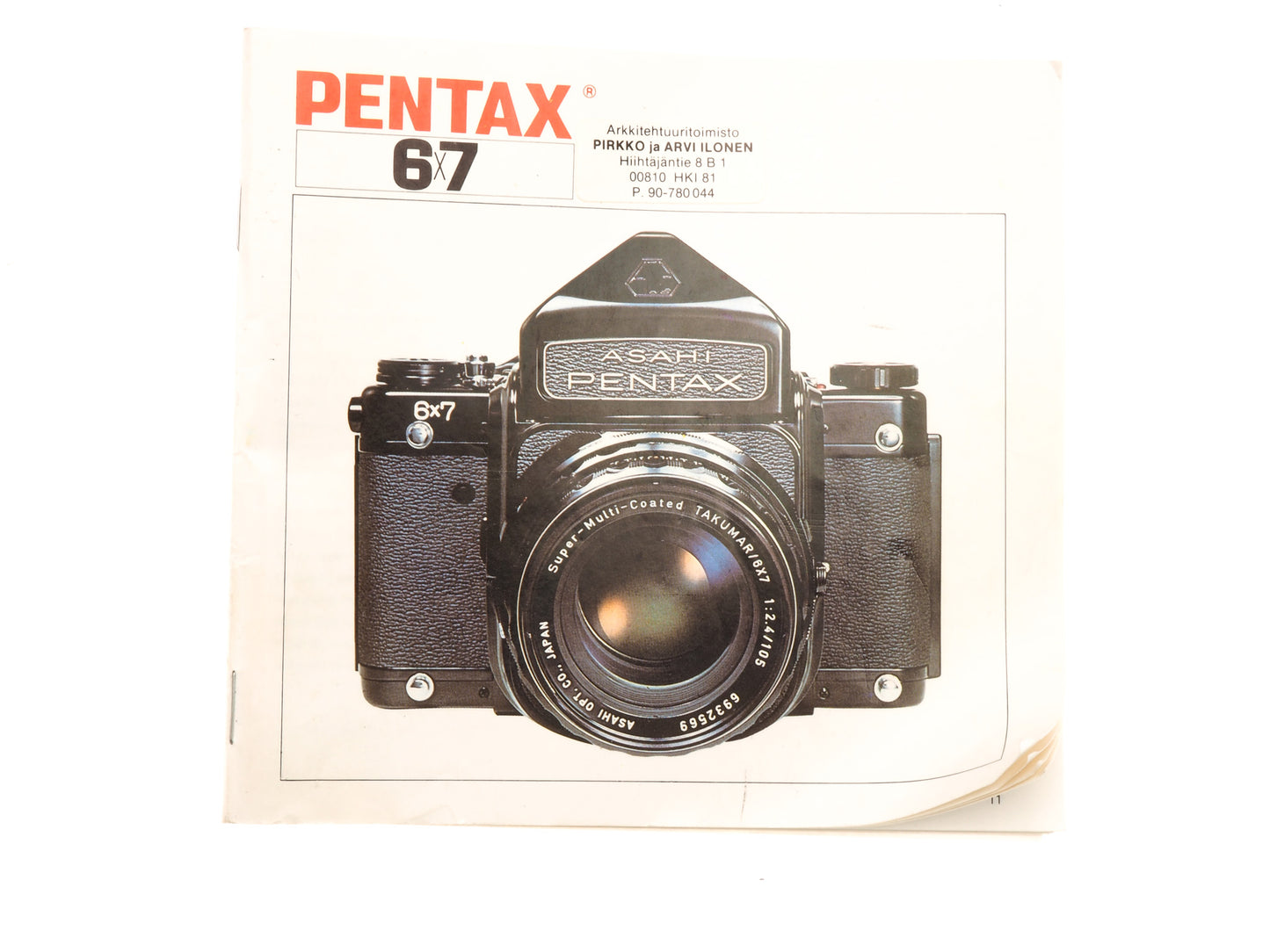 Pentax 67 Instructions - Accessory