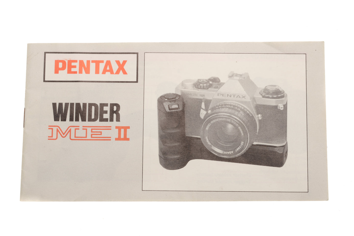 Pentax Winder ME II Instructions - Accessory