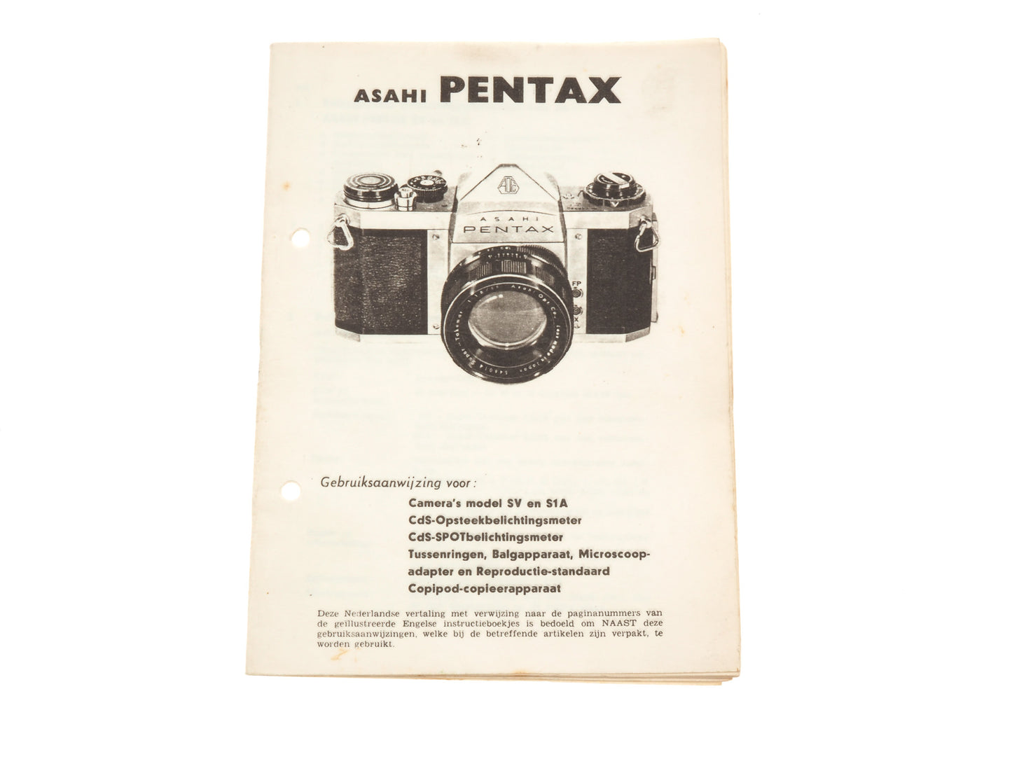 Pentax SV / S1A Instruction Manual - Accessory