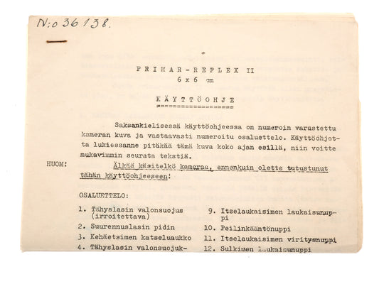 Meyer-Optik Görlitz Primar-Reflex II Instructions - Accessory