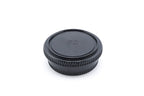 A durable black plastic cap set for protecting your camera body interiors and the back of your lens. Canon FD mount.